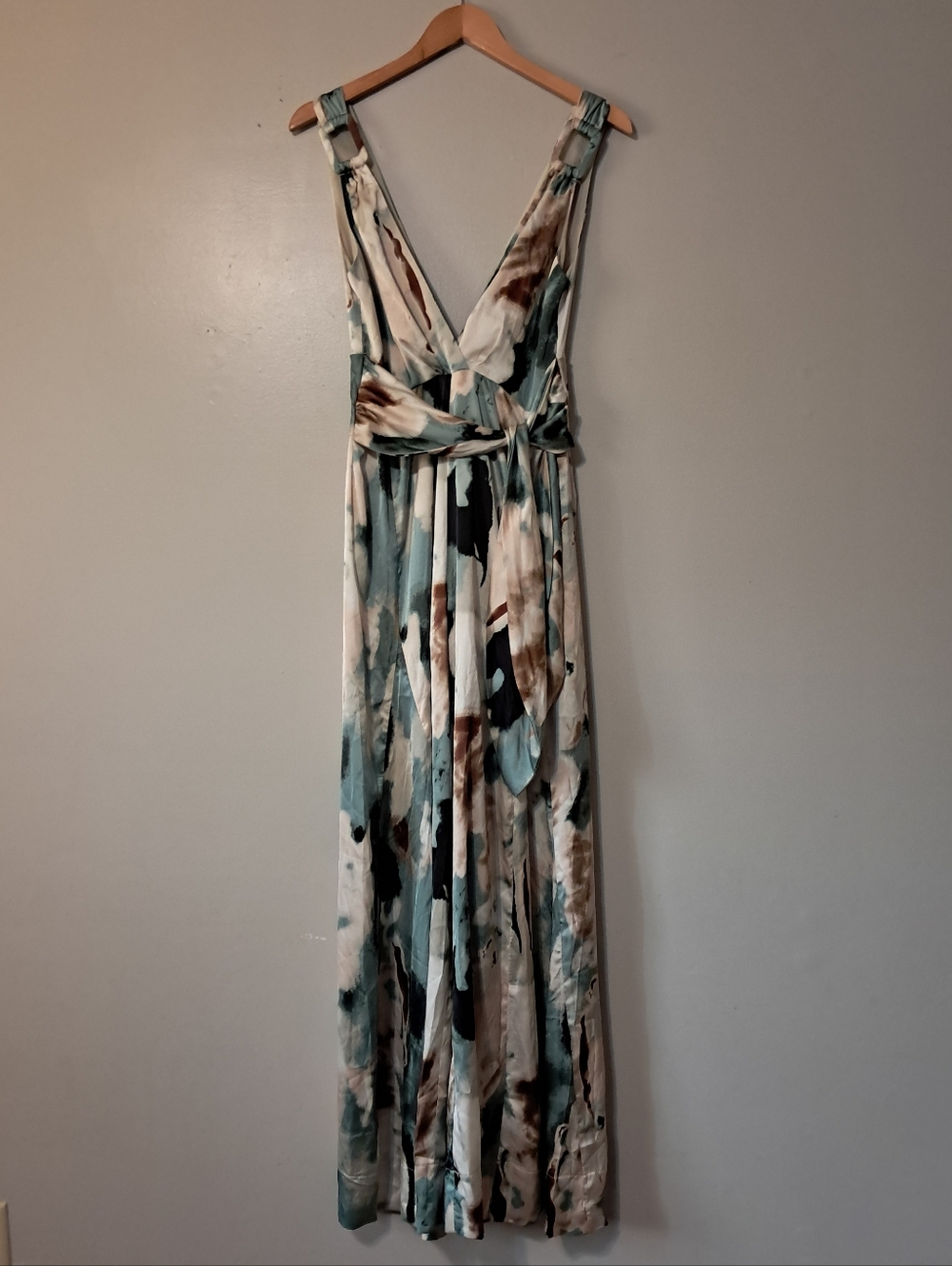 12th Tribe Teal, Cream & Brown Abstract Jumpsuit Romper